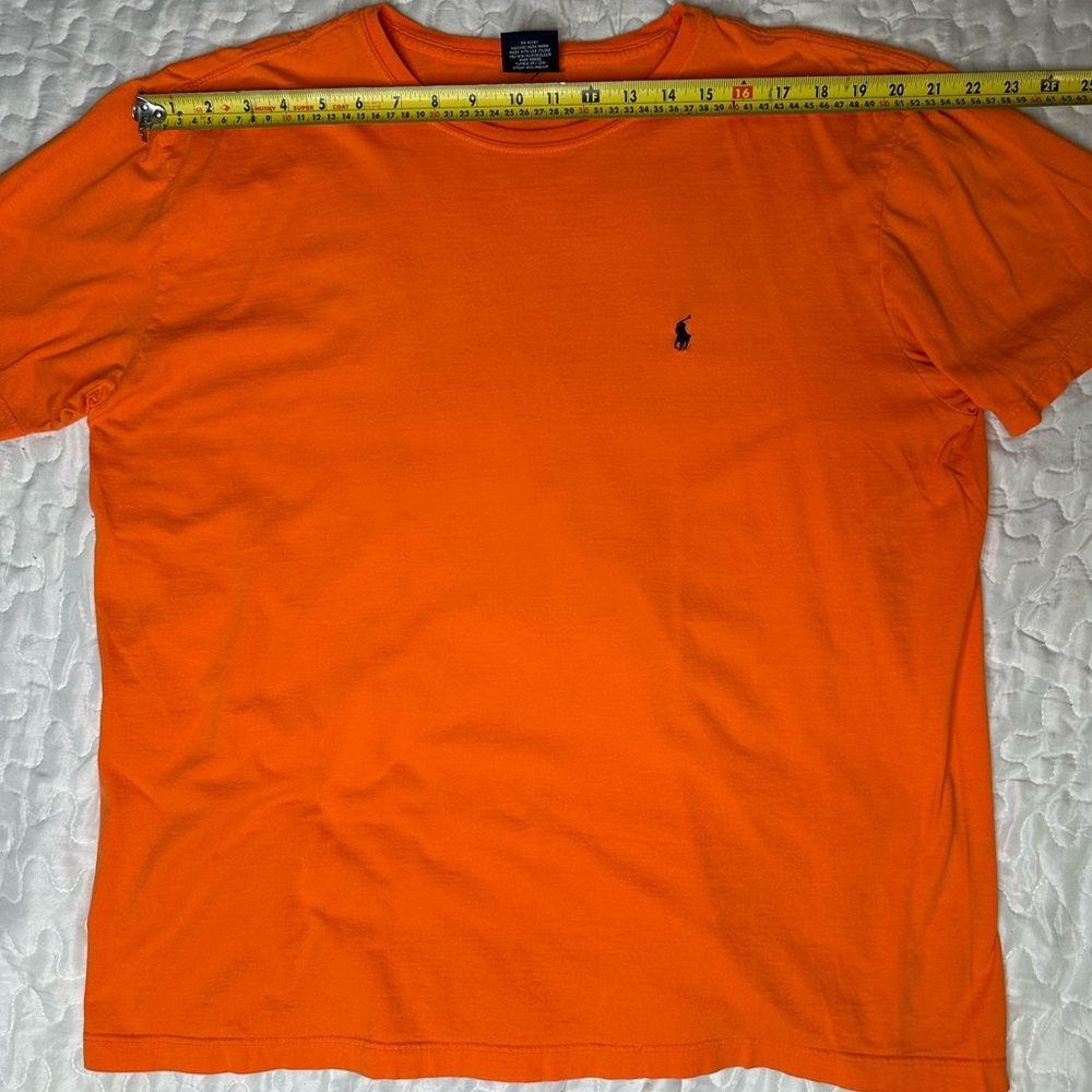 Polo Ralph Lauren Men’s Classic Fit T-Shirt Orange Vintage 100% Cotton Size L - Picture 7 of 9